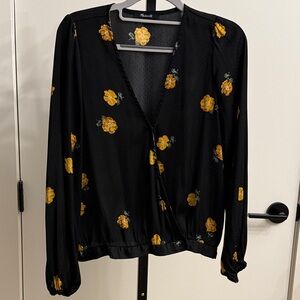 Madewell Bubble-Sleeve Wrap Top in Floating Florets